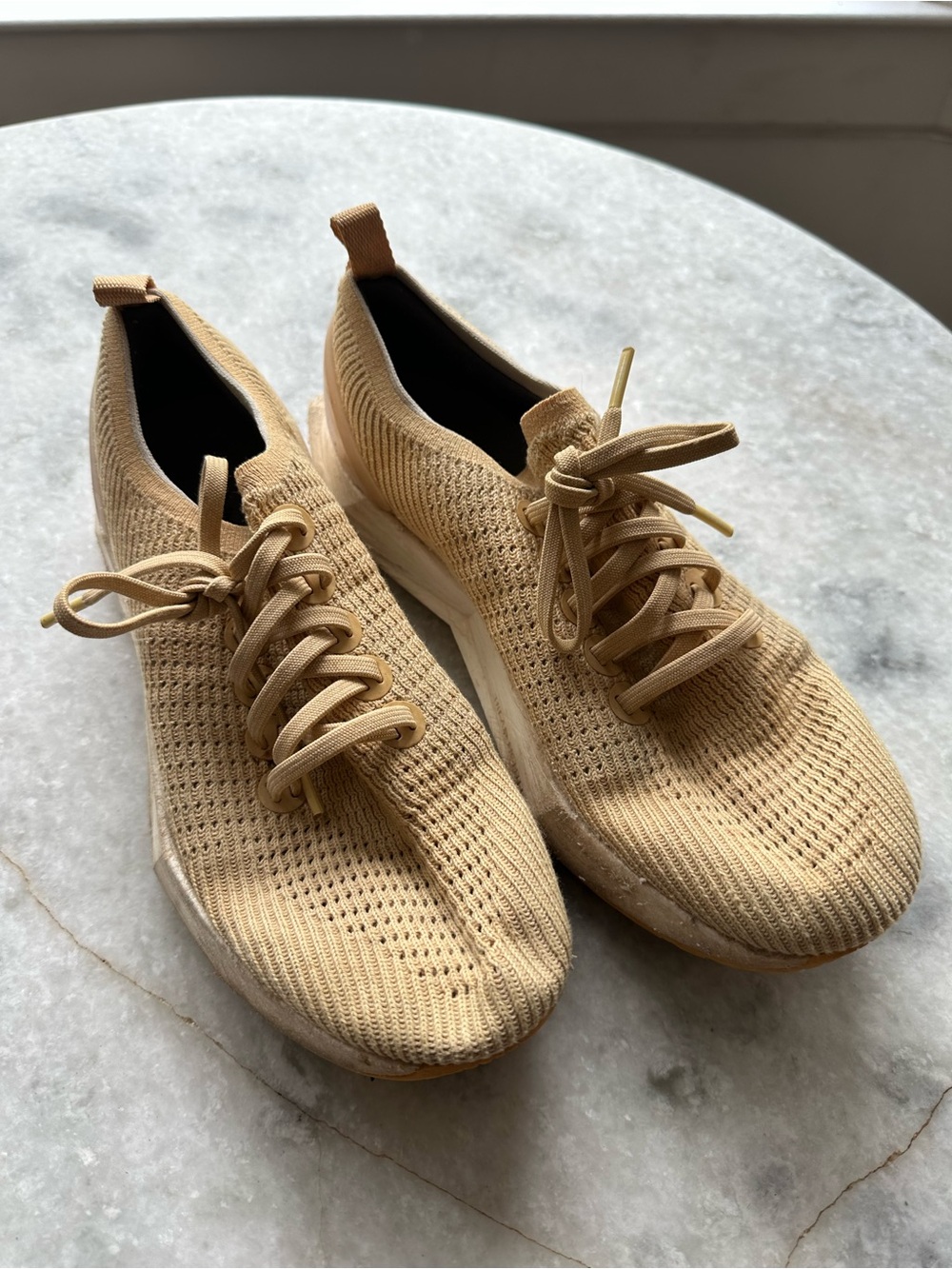 allbirds women’s tread lighters Knit Lace-Up Sneakers in Tan